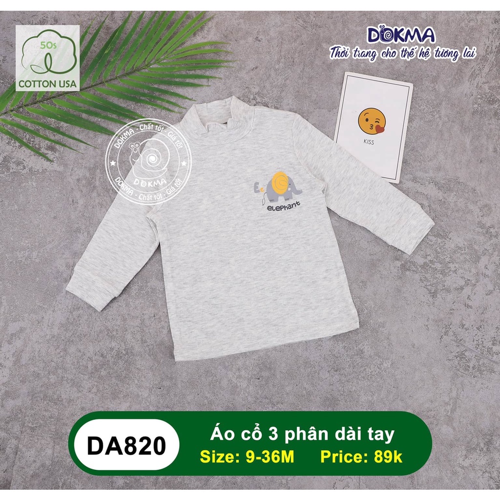 DA820 Áo cổ 3 phân dài tay Dokma vải cotton tăm mỏng giữ nhiệt (9-36M)