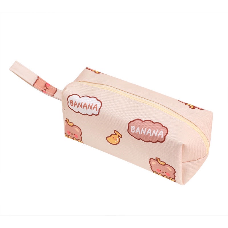 Bóp bút vải canvas B01 Túi đựng bút hình gấu trà sữa dễ thương tiện dụng