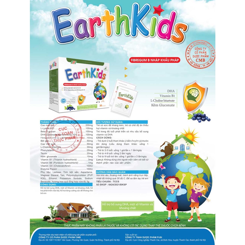 Cốm EarthKids, hỗ trợ tăng cường sức đề kháng cho trẻ em, bổ sung DHA