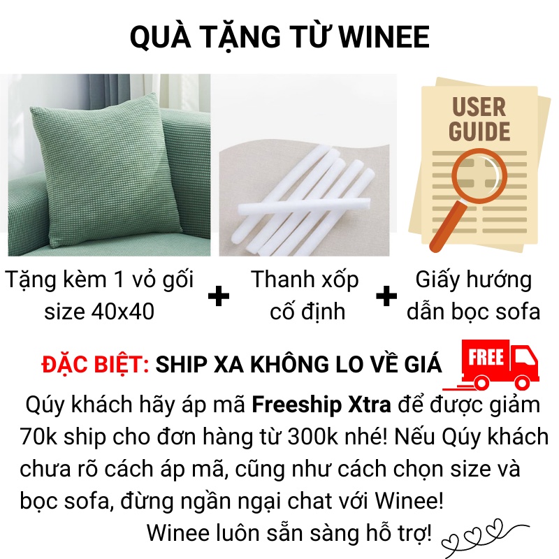 Bọc ghế sofa 1/2/3/4 chỗ bọc sofa chữ L kèm hướng dẫn bọc tặng 1 vỏ gối vải nỉ nhung dày dặn mềm mại