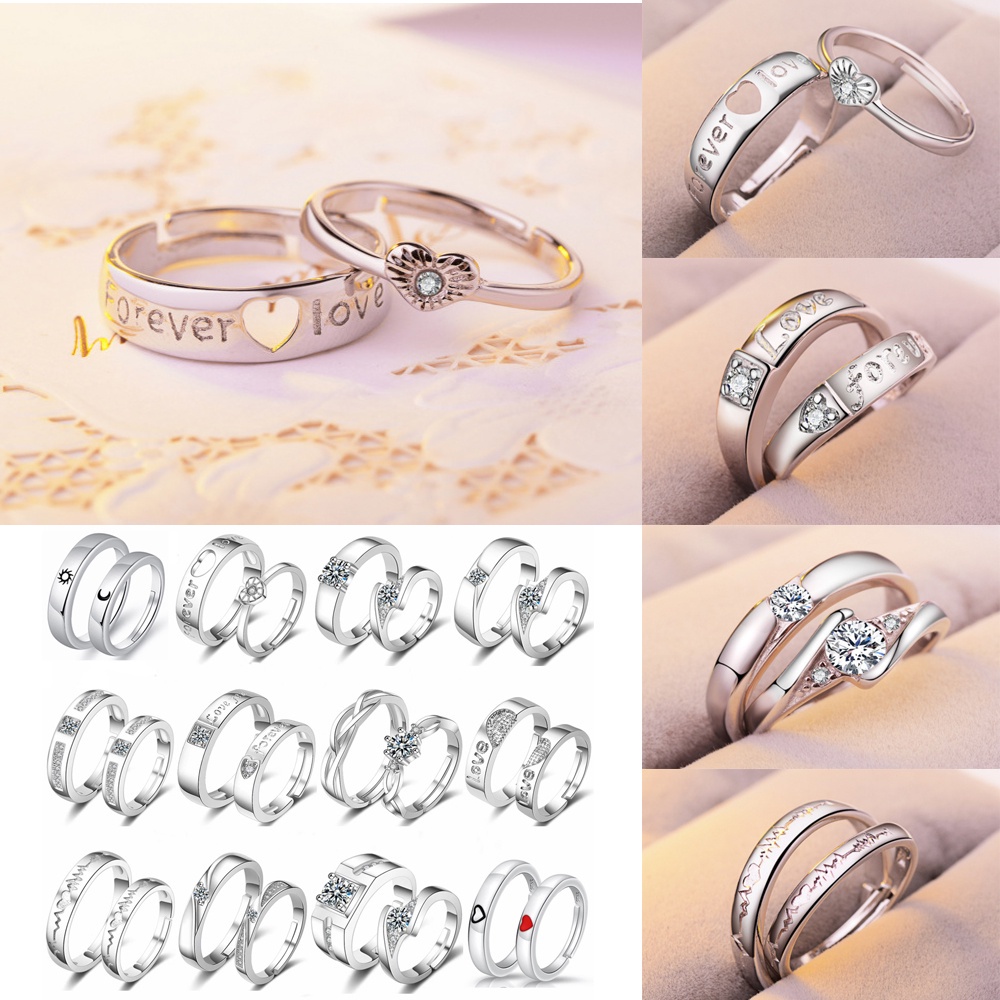 1 cặp nhẫn hình trái tim có thể điều chỉnh kích thước cho cặp đôi