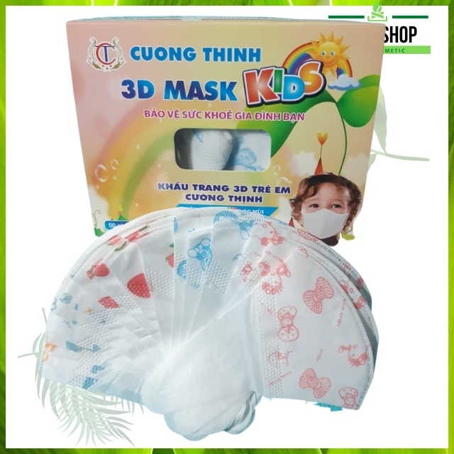 [CHO BÉ 3-10 TUỔI ]Hộp 50 Chiếc Khẩu Trang 3D Kids Trẻ Em Mask Cường Thịnh Họa Tiết Y Tế Xuân Lai Công Nghệ Nhật Bản Bền