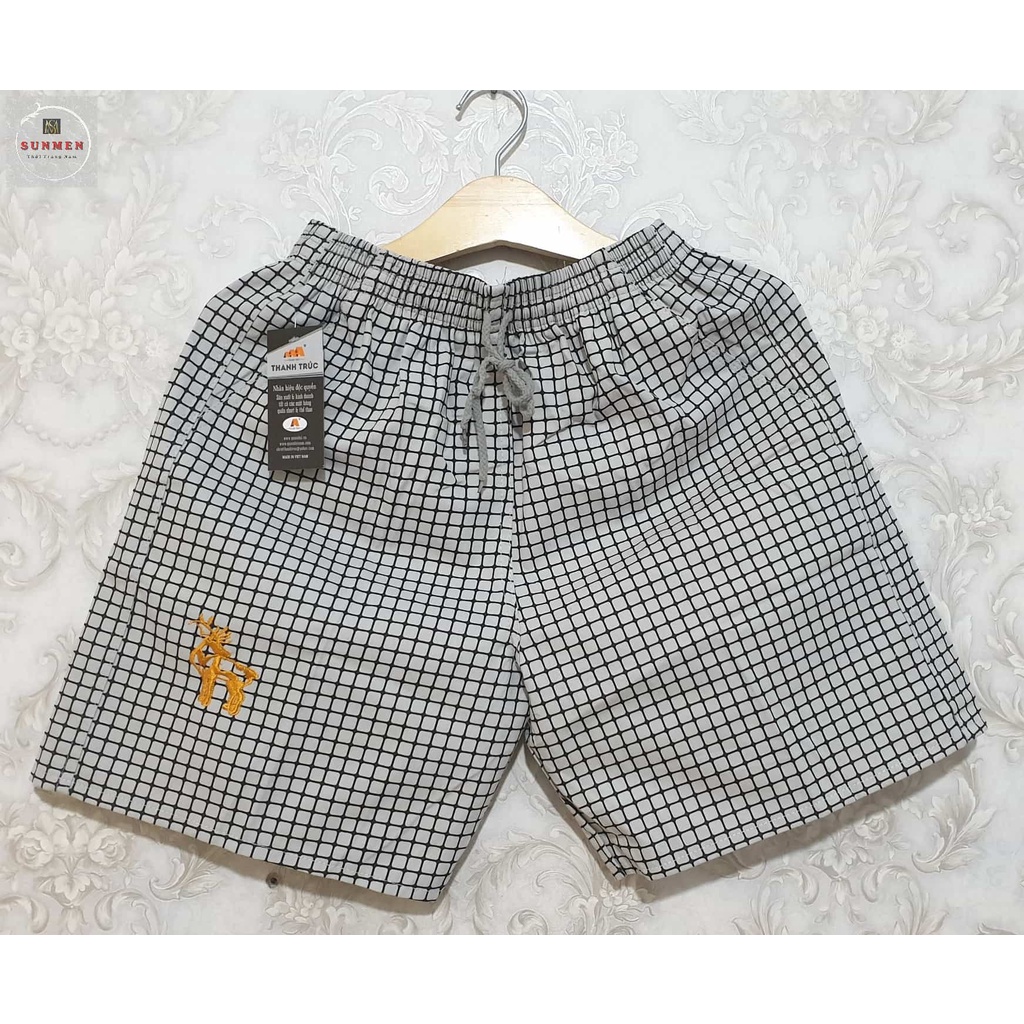 [HCM] Quần Đùi Nam Kaki Kẻ Sọc Caro Ngắn Vải Mỏng Mịn Trung Niên Mặc Nhà SUNMEN Size Từ 50kg - 85kg