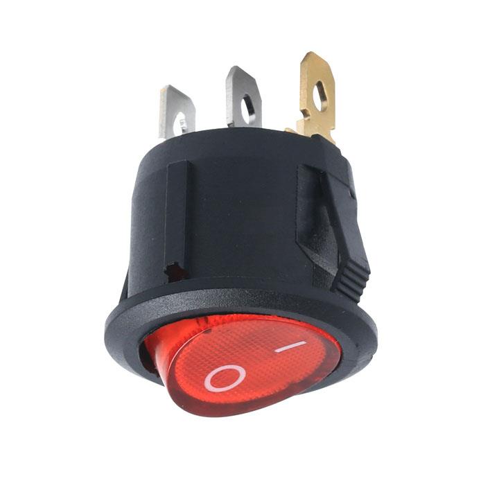 Công Tắc Bập Bênh Tròn Có Đèn 3 Chân KCD2 6A 250V