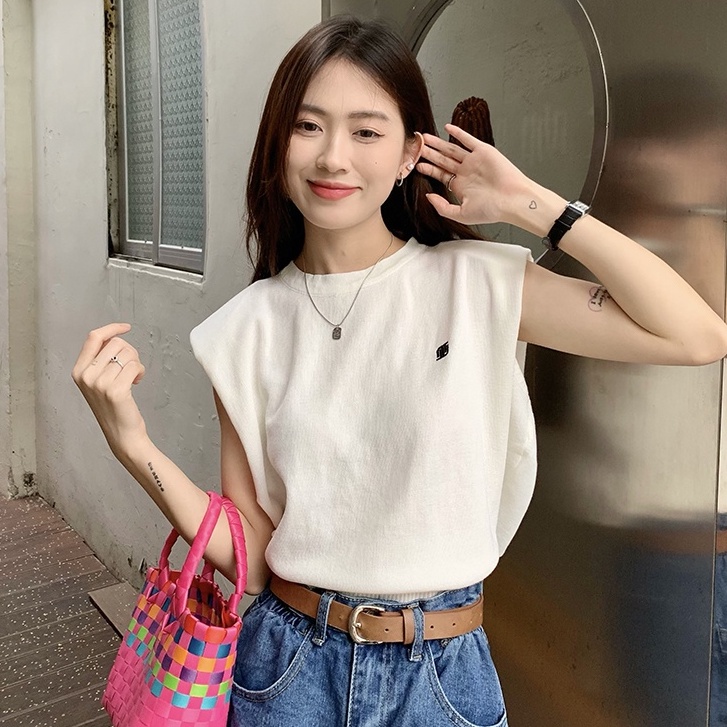 QKOOLE Áo Thun Nữ Cộc Tay Cổ Tròn Phong Cách Hàn Quốc