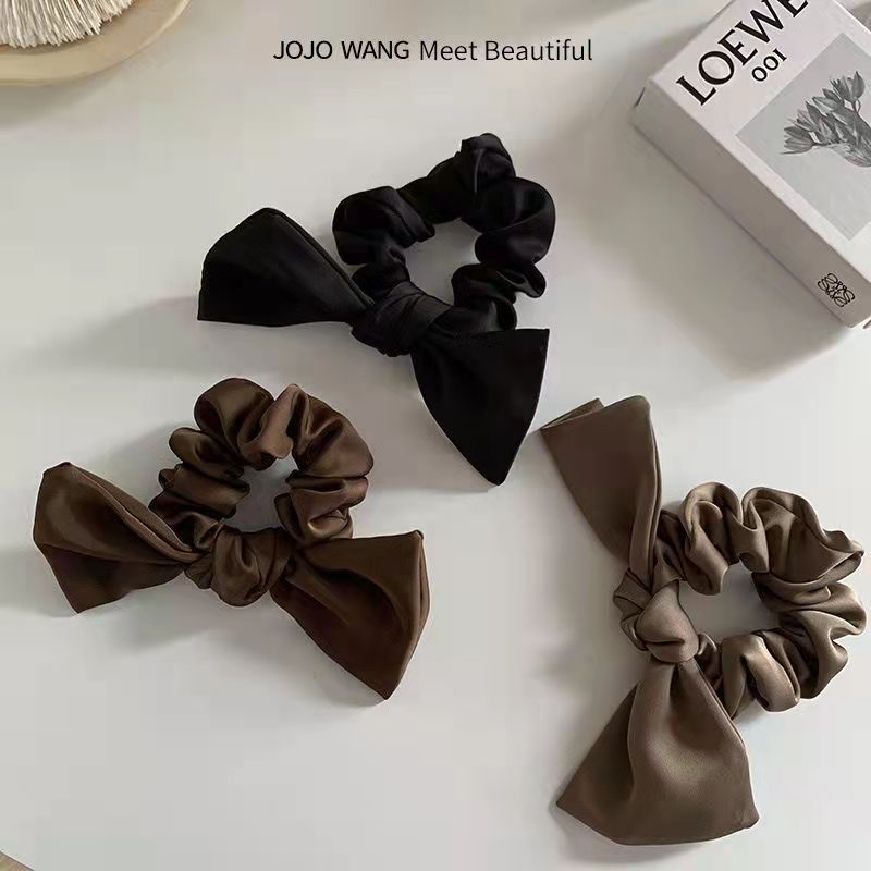 Dây Buộc Tóc Vải Satin Kiểu Pháp Cổ Điển Màu Sắc Đơn Giản Thời Trang Cho Nữ
