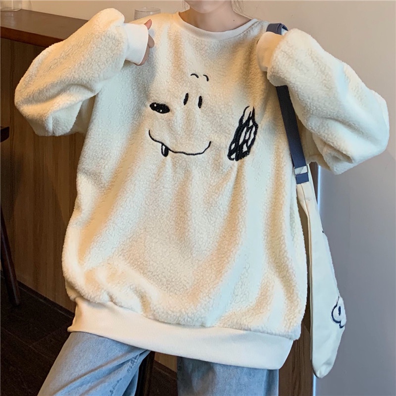 Áo Nỉ Nữ Form Rộng, Áo Sweater Nữ Hình Cún dưới 75kg - G039 - Minh Hằng 9X | BigBuy360 - bigbuy360.vn