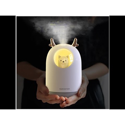 Máy Xông Tinh Dầu Mini - hình gấu HUMIDIFIER dễ thương, làn khói nước nhẹ nhàng, tự động ngắt khi hết nước, máy chạy êm