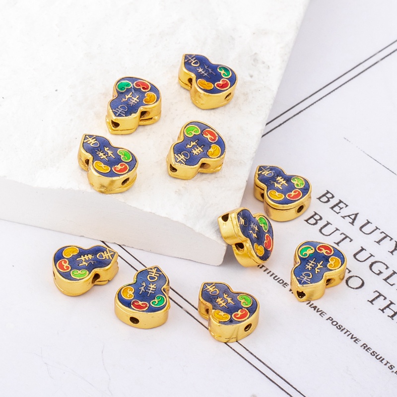 Vỏ Đồng 18k Lỗ Rỗng Màu Vàng Kim 8 * 10Mm Tự Thiết Kế Đục Lỗ Làm Vòng Tay/Dây Chuyền