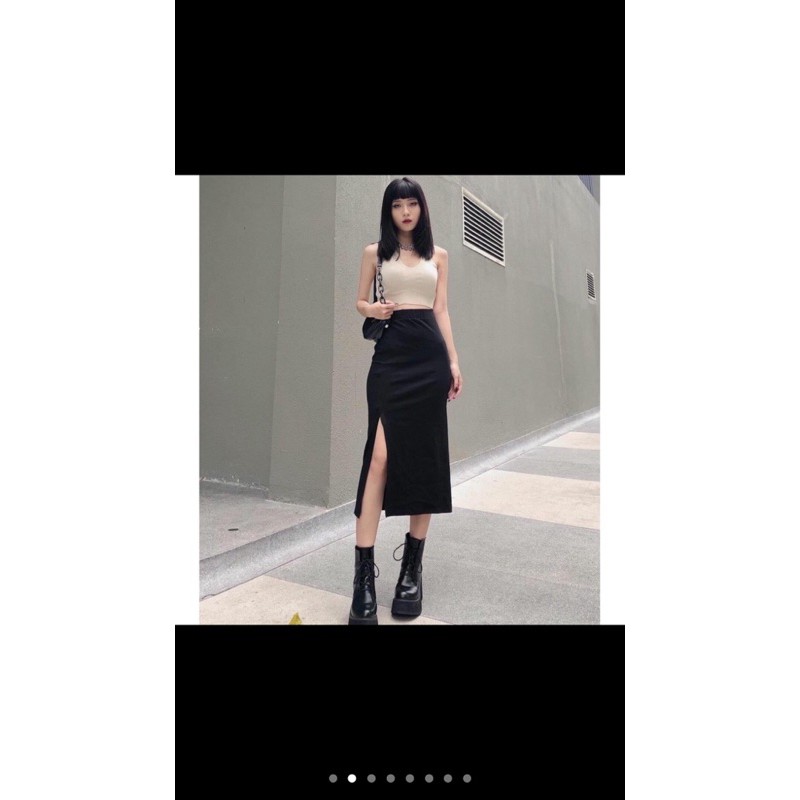 Pass lại chân váy thun xẻ tà, new 100%!! (Ảnh thật)