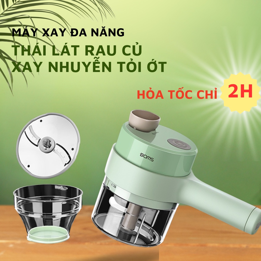 Máy Xay Mini Xay Rau Củ Thực Phẩm Nhiều Cấp Độ Sạc Pin Chế Độ Cắt Lát Siêu Tiện Dụng Angola_shop