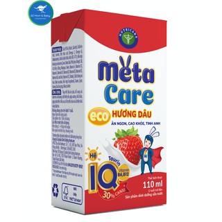 Thùng sữa nước Nutricare Metacare ECO (Vị DÂU) (110ml x 48 hộp) - ăn ngon cao khoẻ tinh anh cho trẻ