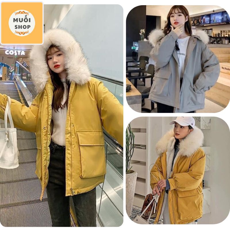 Áo Khoác Kaki 2 Lớp Lông Cừu - Áo Khoác Dày Mũ Lông Xù Dáng Hàn Quốc - Áo khoác lót lông 2 màu siêu hot hit - Muoishop