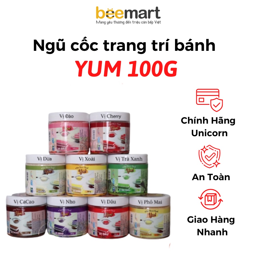 Bột rắc trang trí bánh, Bột ngũ cốc trang trí bánh Yum nhiều mầu sắc và hương vị nhà Beemart