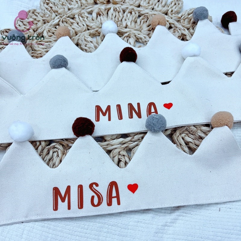 Vương miện cho bé phong cách hàn quốc cao cấp Vuông Tròn mũ chụp ảnh , sinh nhật