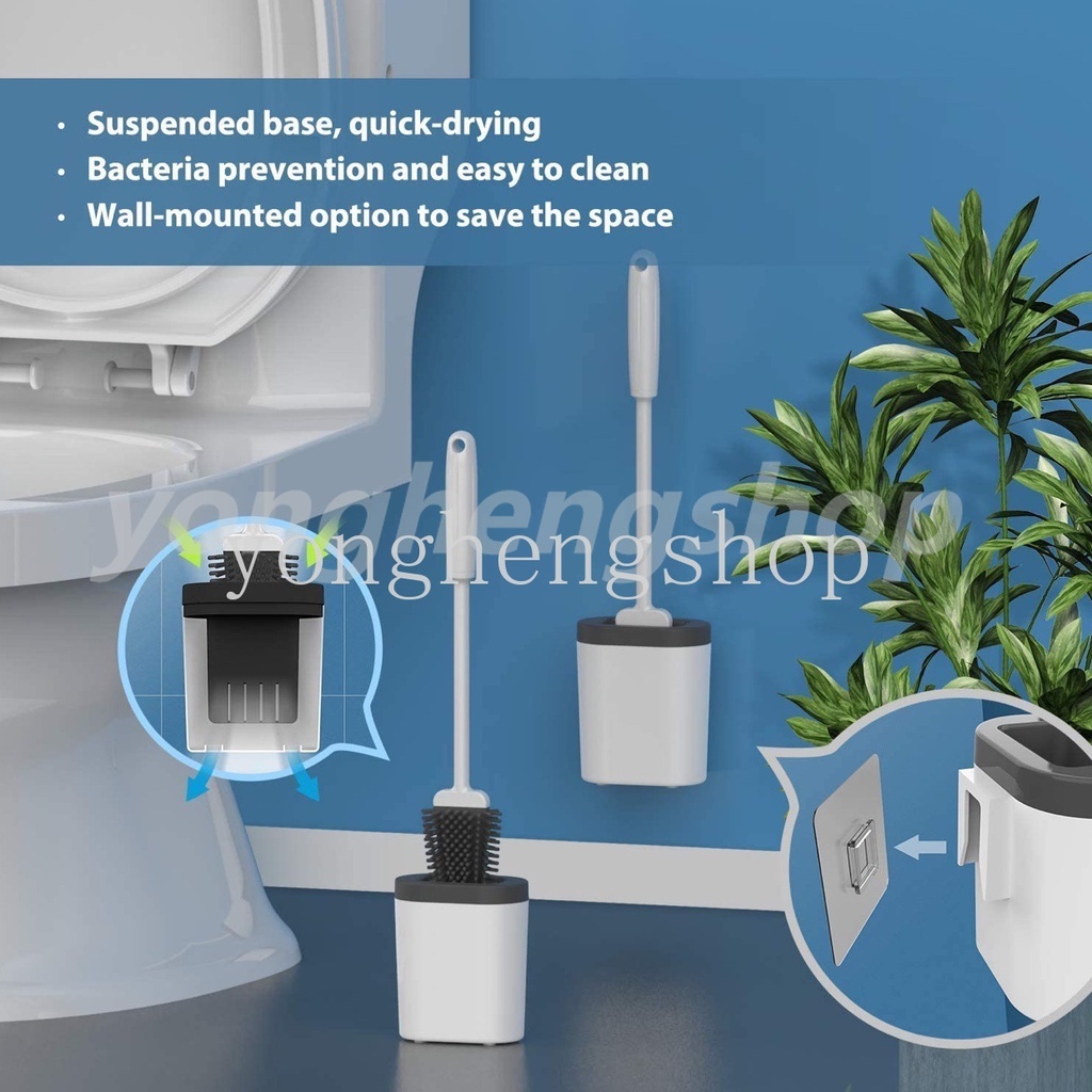 Bàn chải vệ sinh Toilet cán dài mềm mại gắn tường tiện dụng