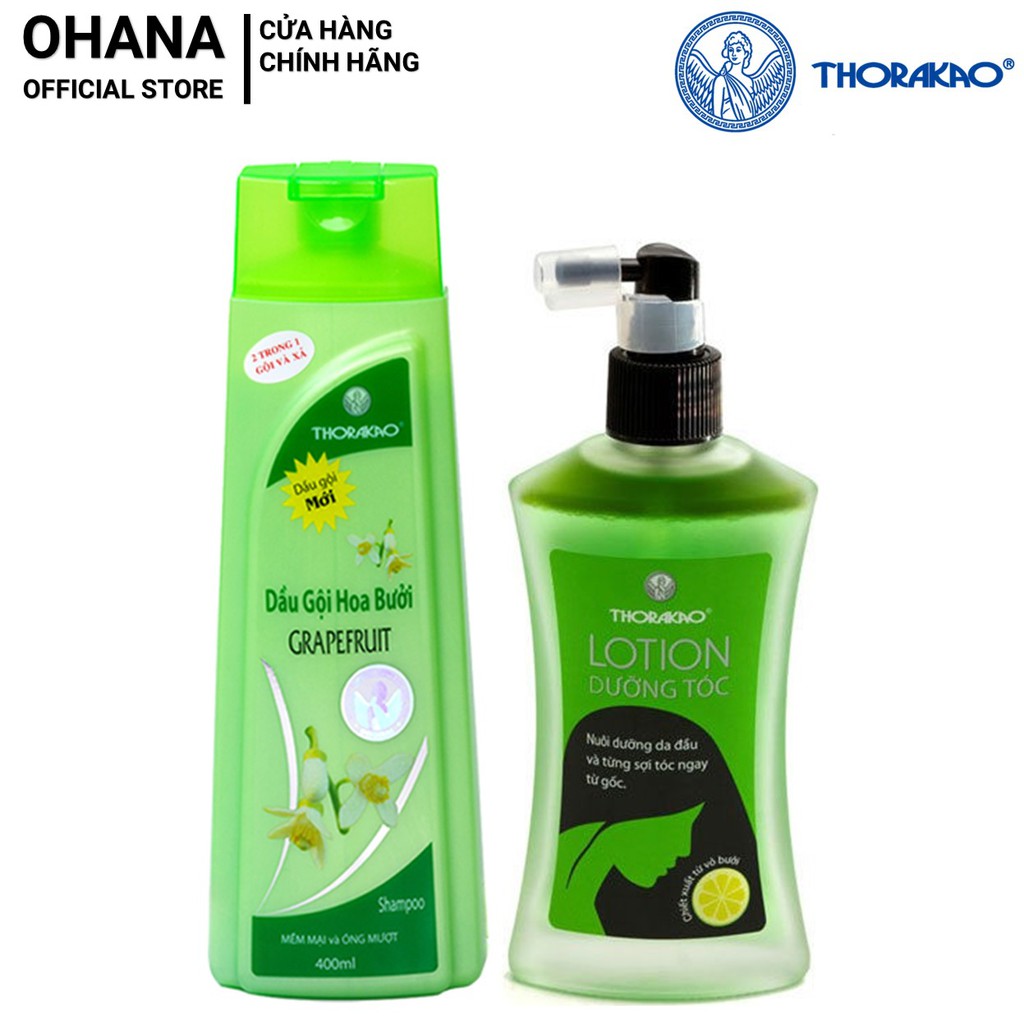 Bộ Dầu Gội Hoa Bưởi 400ml + Lotion Dưỡng Tóc 120ml Thorakao