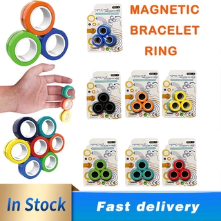 READY STOCK 7 Color Anti-Stress Magnetic Magic Rings Show Tool Unzip Toys for Magician Trick Props Decompression Magic Trick Toys Gift