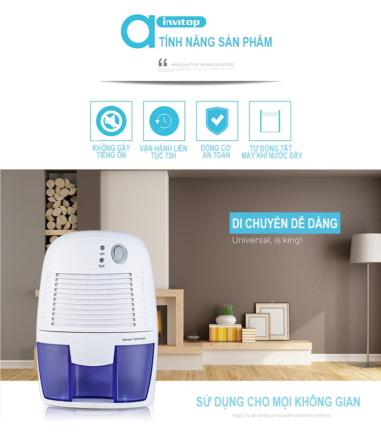 Máy Hút Ẩm Mini Dehumidifier, Loại Bỏ Mùi Ẩm Mốc Khó Chịu , Máy Chạy Êm - Tiết Kiệm Điện , Cung Cấp Không Khí Trong Lành