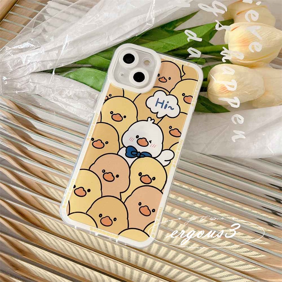 Ốp Điện Thoại Mềm Họa Tiết Vịt Vàng Bảo Vệ Ống Kính Máy Ảnh Cho iPhone 14 13 12 11 Pro Max SE2020 X XR Xs Max 7 8 6 6s Plus