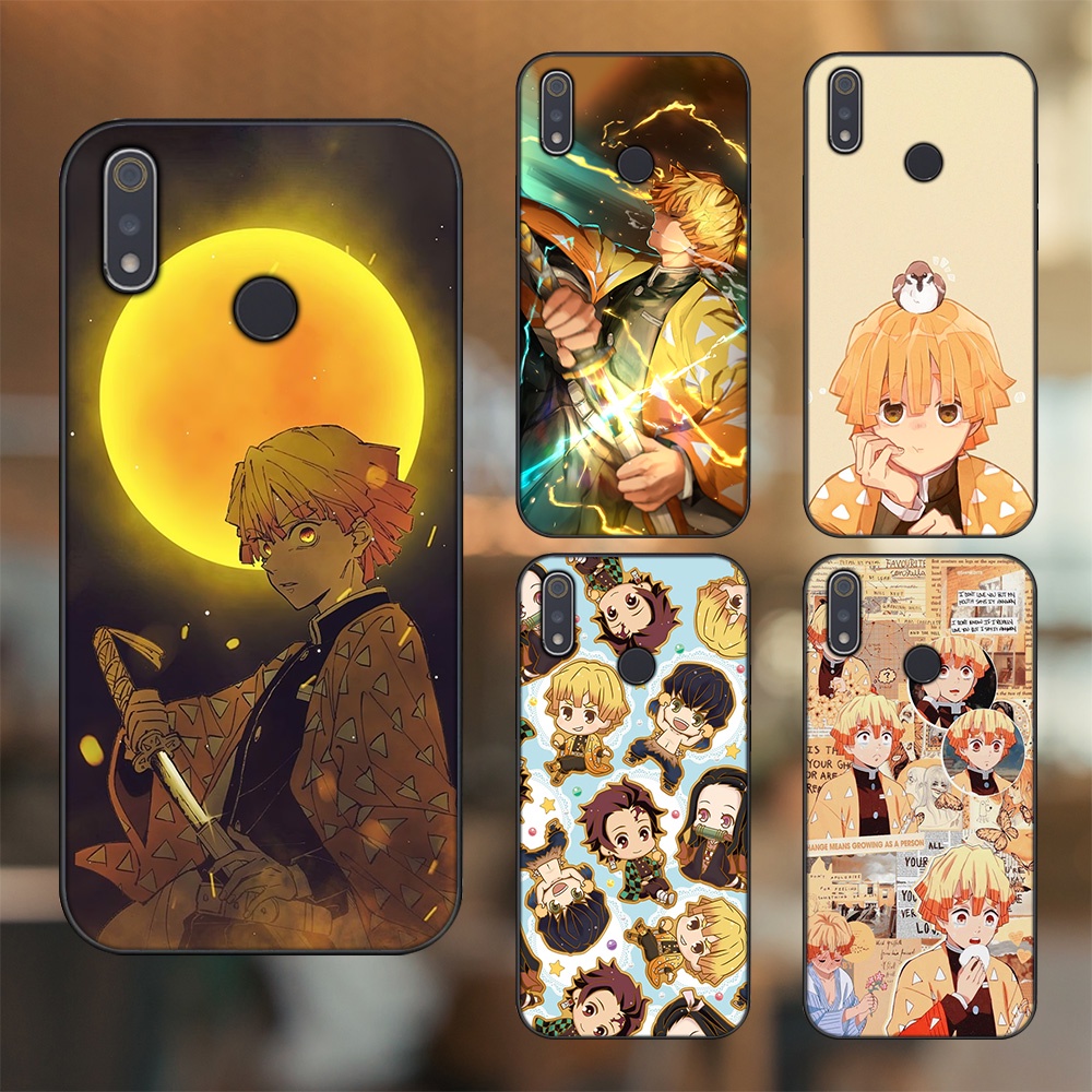 Ốp lưng Realme 3, 3 Pro viền đen in hình Zenitsu Kimetsu no Yaiba