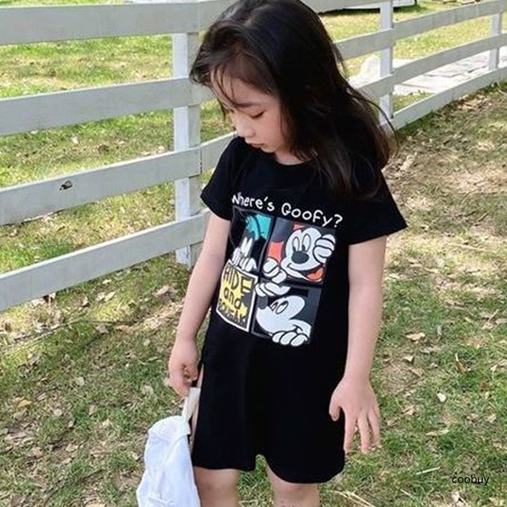 Áo Thun Tay Ngắn Cổ Tròn In Họa Tiết Hoạt Hình Thời Trang Mùa Hè Cho Bé Gái