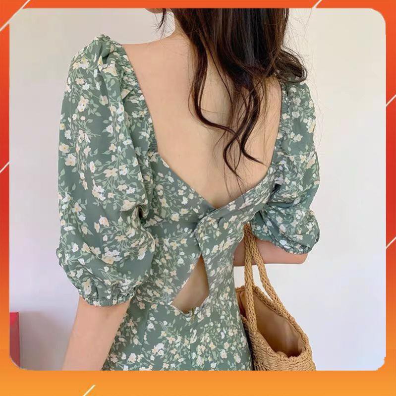 Đầm Chữ A Xanh Hoa Nhí Hở Lưng Siêu Hot Hit | BigBuy360 - bigbuy360.vn