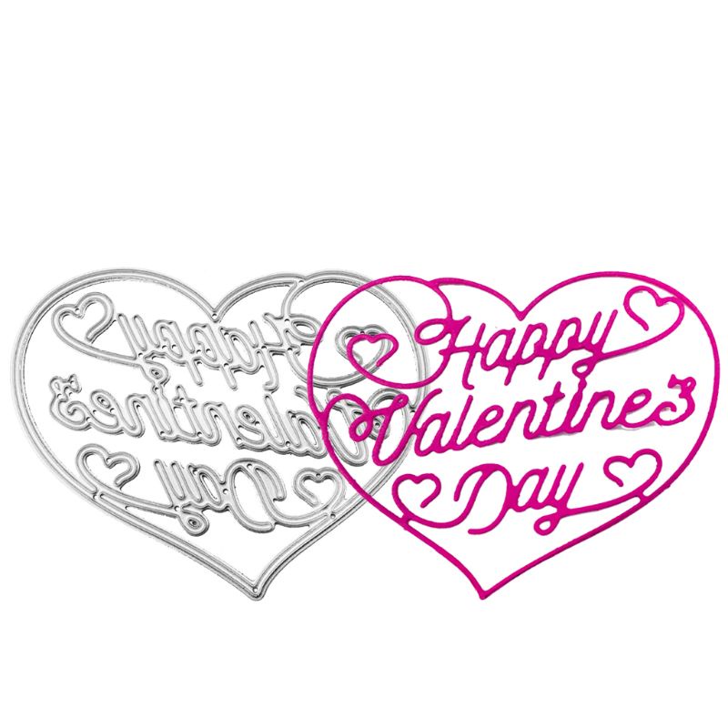 Khuôn Cắt Giấy Làm Từ Kim Loại Hình Trái Tim Happy Valentines Trang Trí Scrapbook