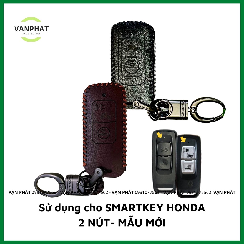 Bao da chìa khóa Smartkey HONDA Airblade Lead PCX SHVN SH Mode Vario Vision Cub ADV Scoopy chất liệu da cao cấp Vạn Phát