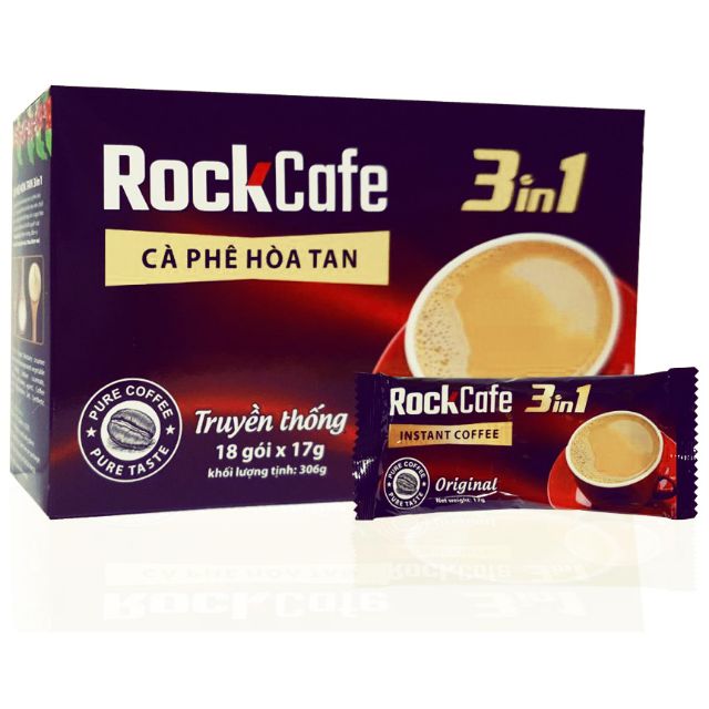 RockCafe Cà Phê Hòa Tan 3in1 hộp 18 gói x 17g