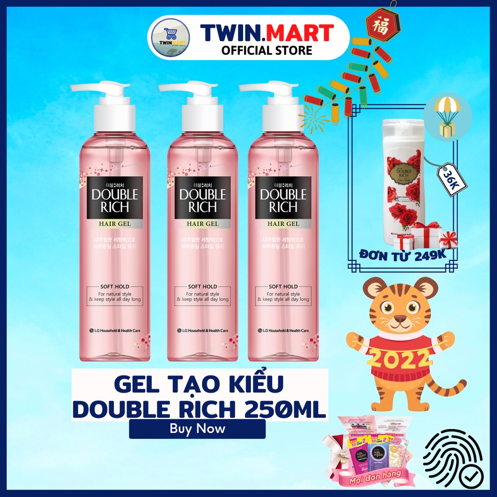 [ĐƠN 299K TẶNG SỮA TẮM 36K] Gel Tạo Kiểu Double Rich Soft Giữ Nếp Tự Nhiên 250ml