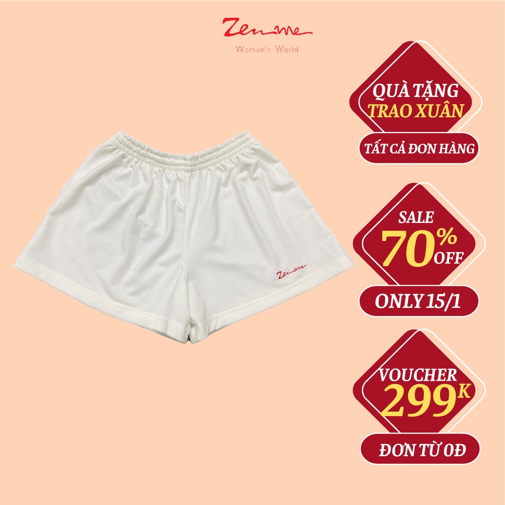 Quần đùi nữ Zen Me cạp chun năng động vải thoáng mát dáng sort thể thao kiểu trơn basic