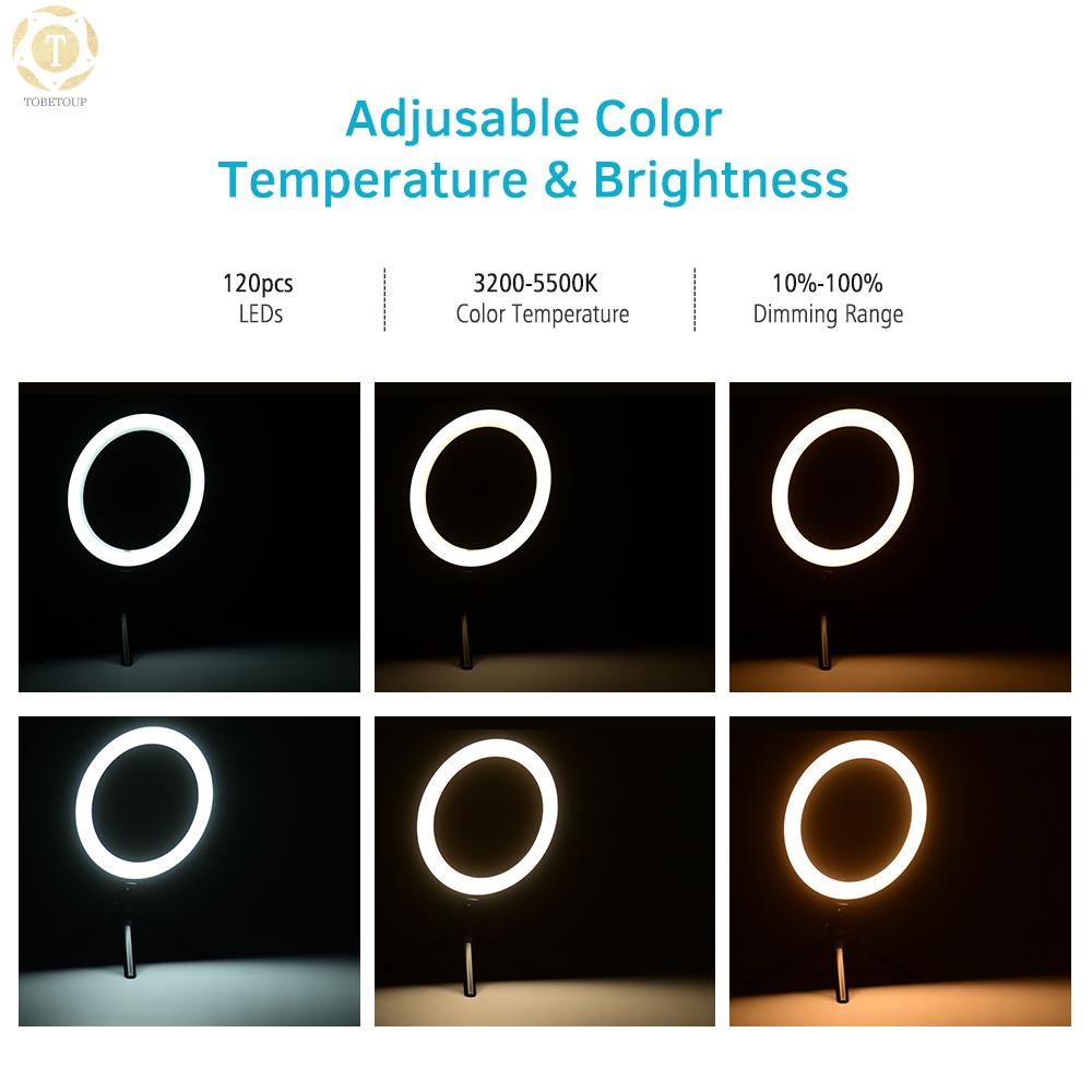 Shipped within 12 hours】 10 Inch LED Ring Light with Tripod Stand Phone Holder 3200K-5500K Dimmable Table Camera Light Lamp 3 Light Modes & 10 Brightness Level for YouTube Video Photo Studio Live Stream Portrait Makeup Photography Ring Light [TO]