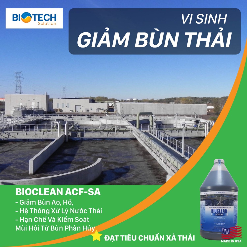 Hàng Mỹ - Vi Sinh Xử Lý Giảm Bùn Thải - Bioclean ACF-SA   chai gallon 4 lít
