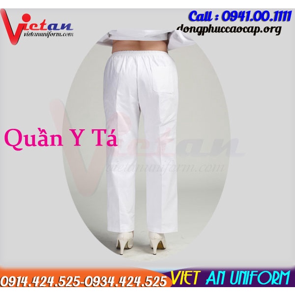 Quần blue trắng nam, nữ lưng thun có túi hàng đẹp vải kaki mềm mịn.