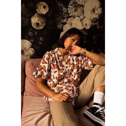 Áo sơ mi hoạ tiết Butterfly MSW Town , sơ mi ngắn tay form rộng nam nữ unisex | BigBuy360 - bigbuy360.vn