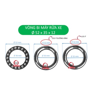 Vòng bi máy rửa xe gia đình 3 loại cỡ 52, 55, và 60 mm.