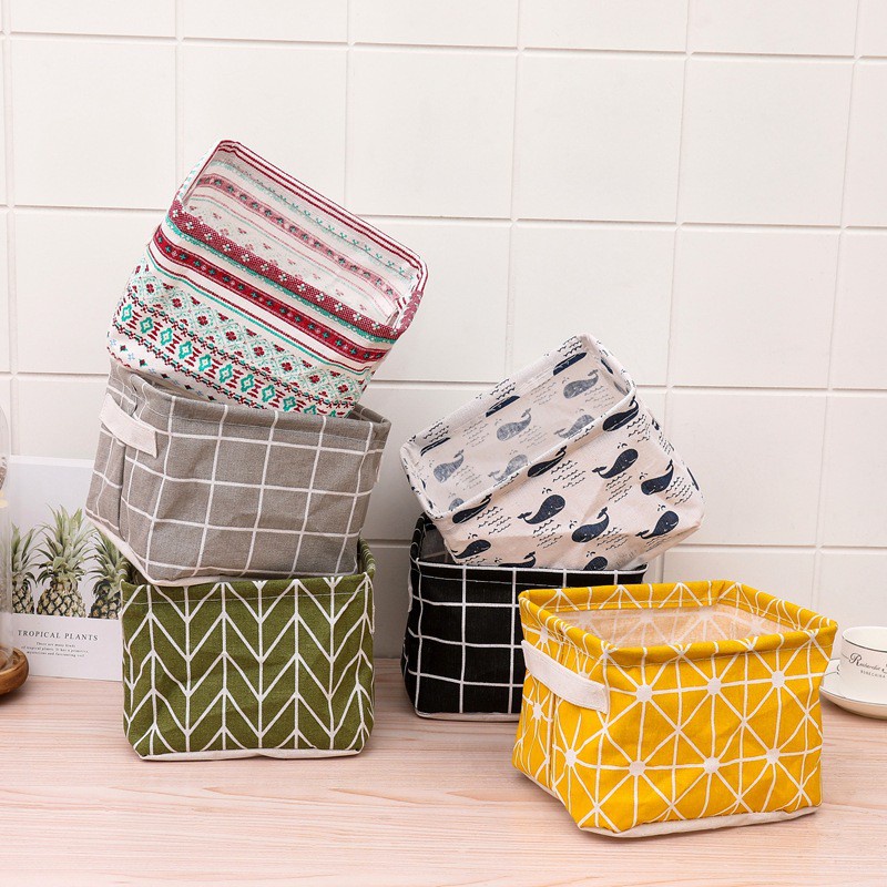 Giỏ vải đựng đồ cá nhân,quần áo, văn phòng xinh xắn, đa năng 14x16x20cm