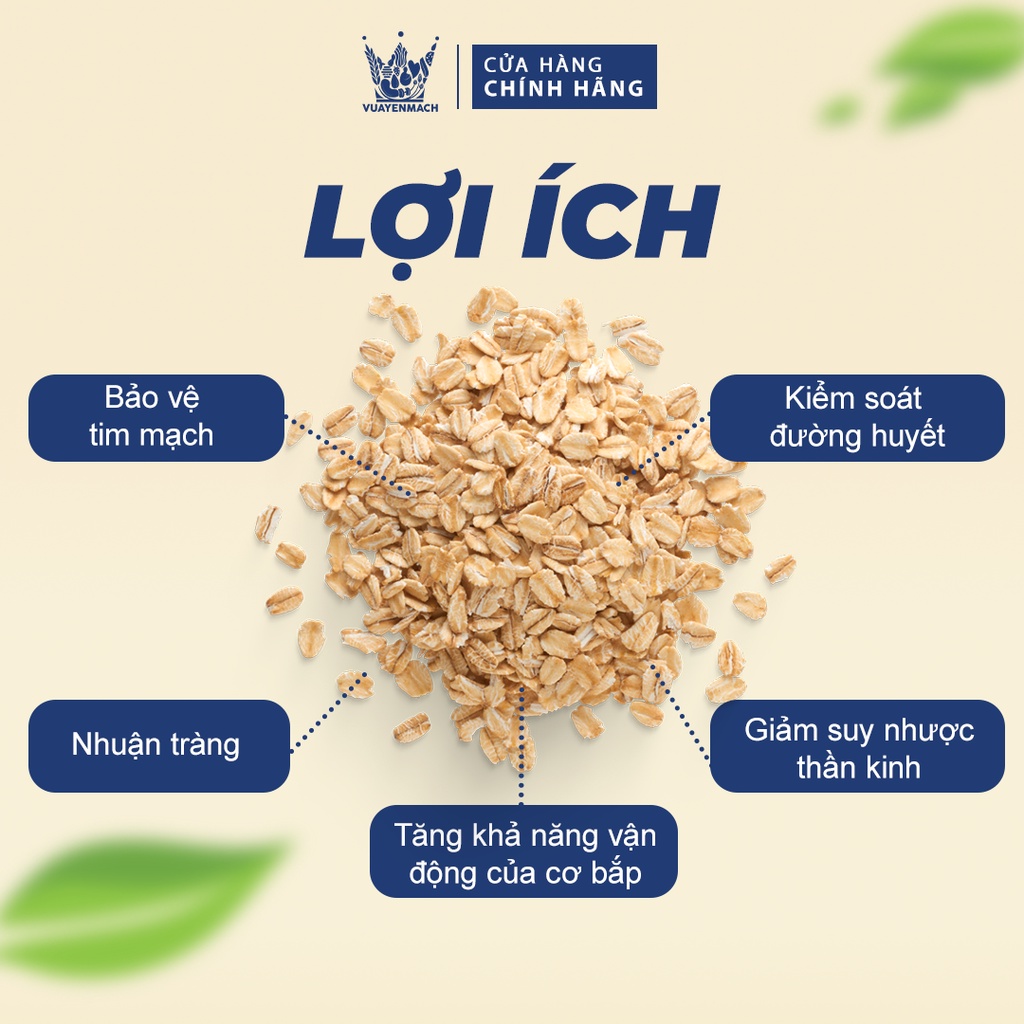 Yến mạch tươi nguyên cám cán mỏng VUA YẾN MẠCH nhập khẩu Úc ăn liền ăn kiêng healthy eat clean mẹ bầu 250gr