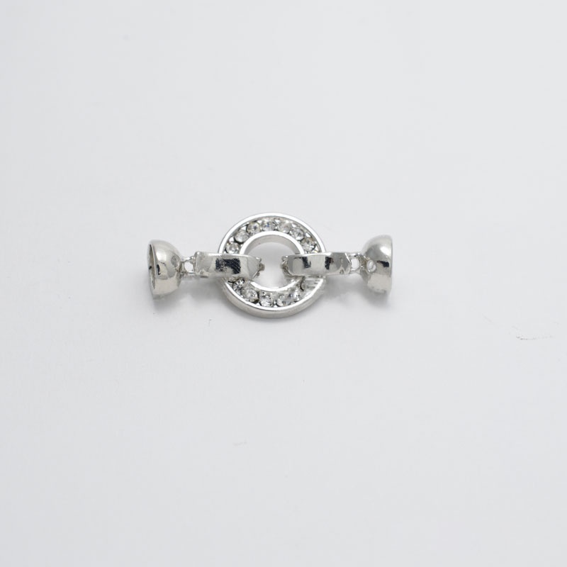 [K23B] Phụ kiện trang sức (DIY) - Chốt khóa 2 chiều tròn nạm đá làm vòng cổ vòng tay