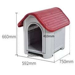 Nhà nhựa/ Lồng mái vòm chất liệu nhựa dẻo, chống thấm nước, dễ dàng lắp ráp, vệ sinh kích thước 75x59x66cm cho chó mèo