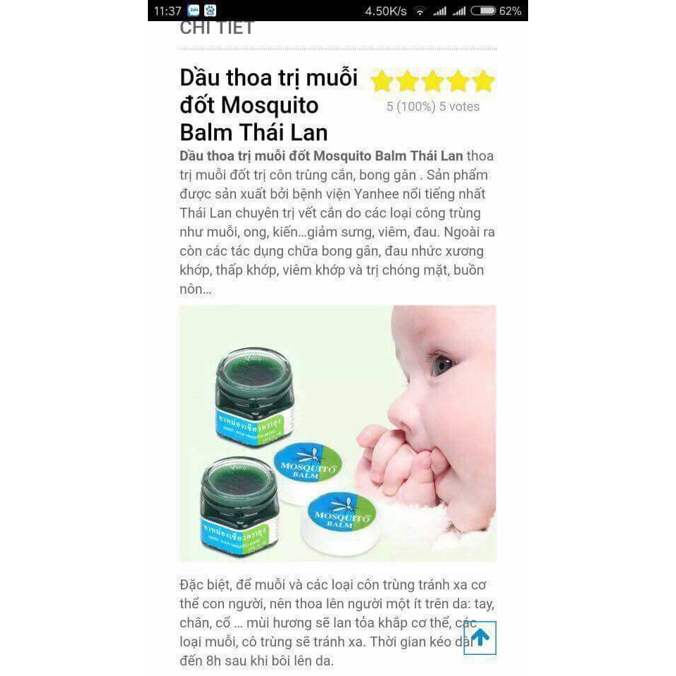 DẦU THOA TRỊ MUỖI ĐỐT MOSQUITO BALM THÁI LAN CỰC HIỆU QUẢ .............