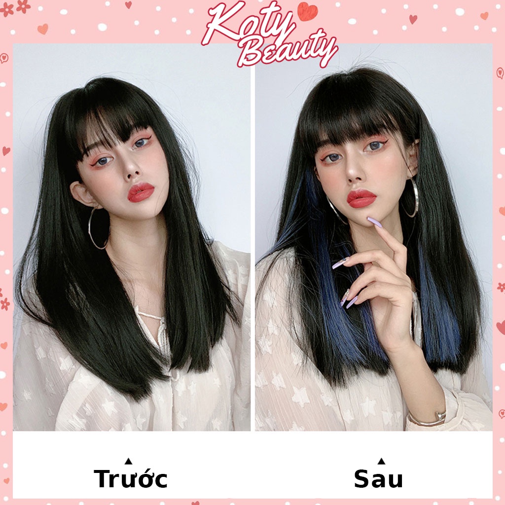 Tóc Highlight giả nhiều màu cá tính cho nữ, tóc giả kẹp highlight phong cách Hàn Quốc TG1