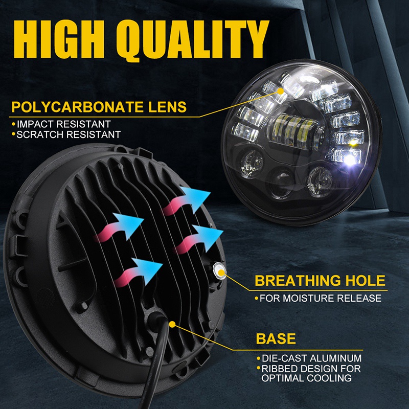 Đèn pha Led hình tròn 7 Inch 300w cho e Wrangler Cj Tj