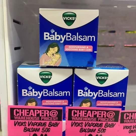 dầu vick baby balsam của úc, bôi ấm ngực chống cảm, ho,ngạt mũi cho bé