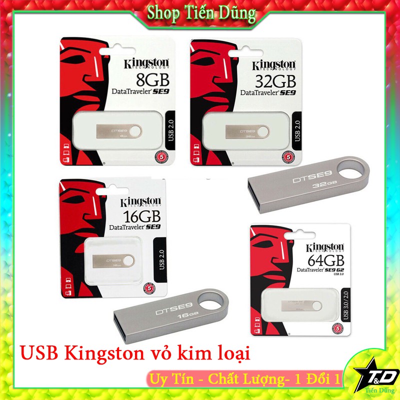 Usb Kingston 32Gb có các dùng lượng từ 64Gb 32Gb 16Gb 8Gb 4Gb 2Gb SE9 2.0, nhỏ gọn thiết kế vỏ kim loại chống nước