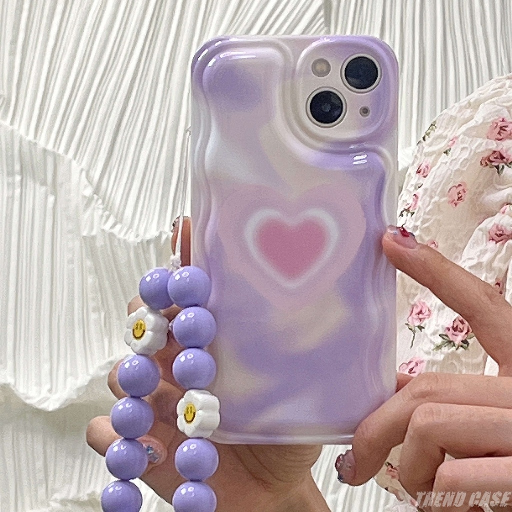 Ốp Điện Thoại Chống Sốc Màu Tím Họa Tiết Trái Tim Cho iPhone 13 12Pro Max 11Pro Max XS Max XR X XS