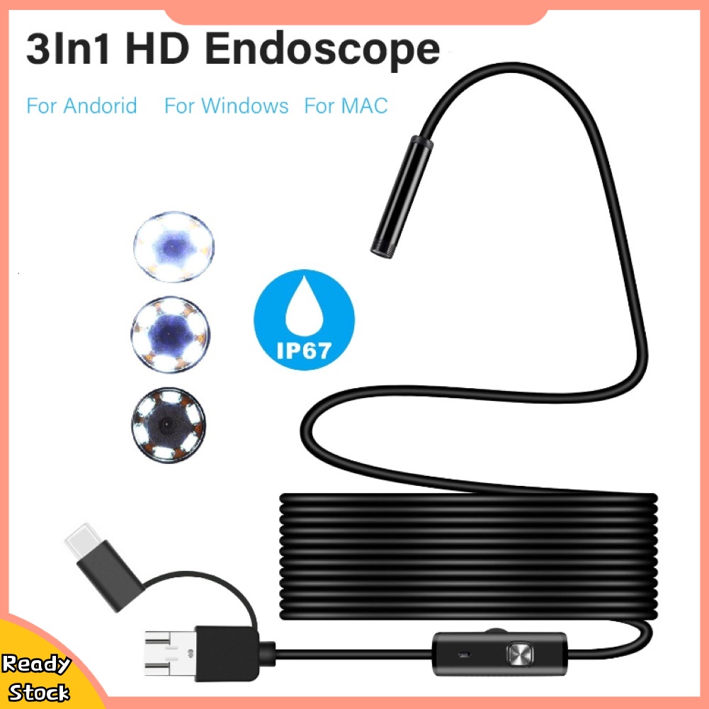 Camera nội soi Micro USB loại C chống nước 1/2/5m cho điện thoại Android