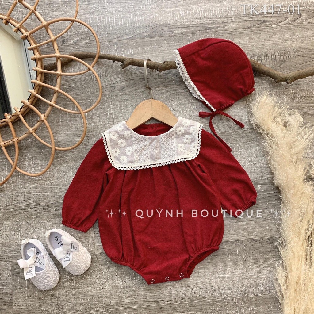 Quần áo sơ sinh QUỲNH BOUTIQUE Body nhung tăm mềm mại cho bé gái (5-15kg)