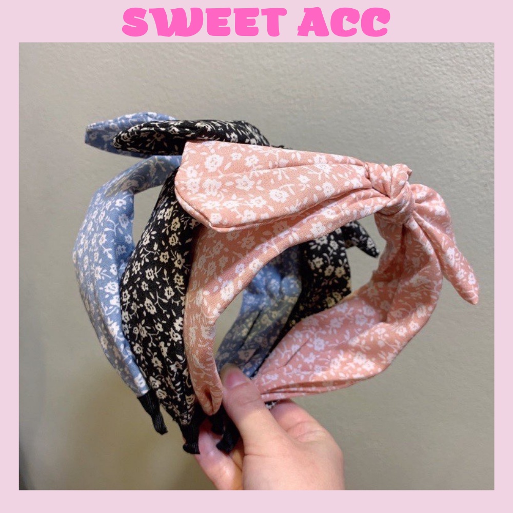 Bờm tóc turban bằng vải hoa nhí phong cách vintage dành cho nữ